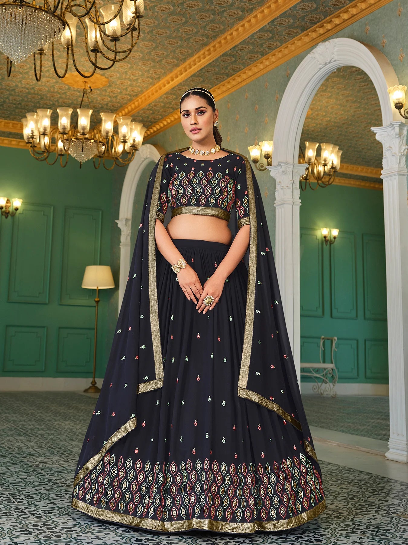 Sequence Work Lehenga