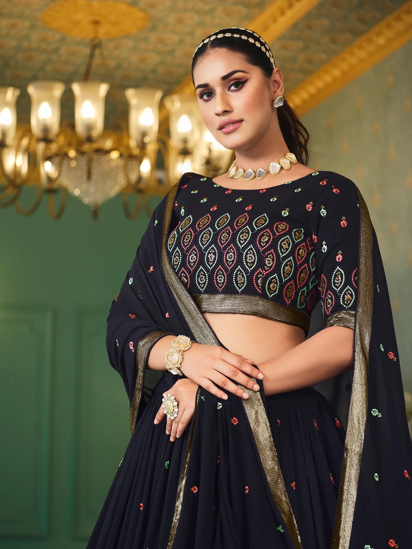 Buy Navy Blue Lehenga
