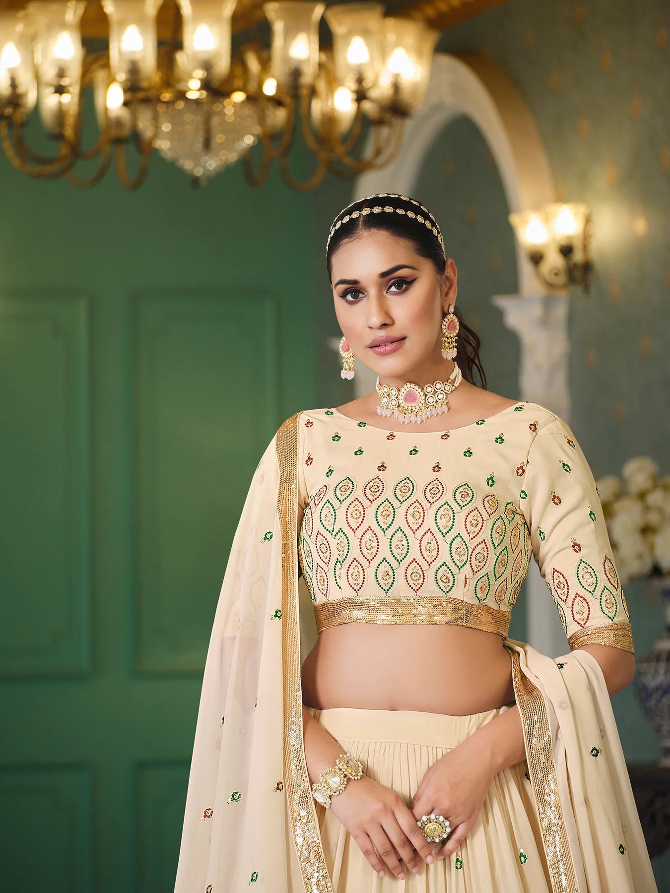 Thread Embroidered Lehenga