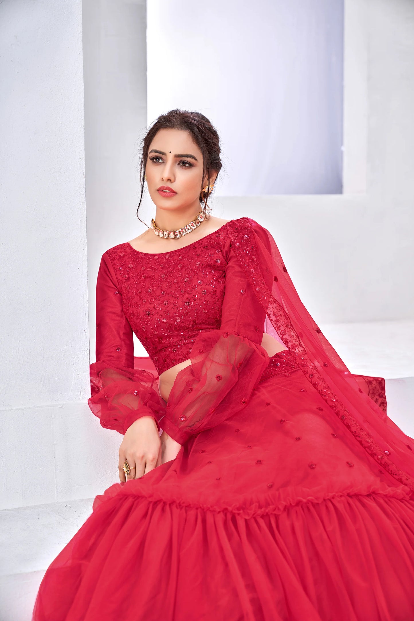 Thread Embroidery Lehenga