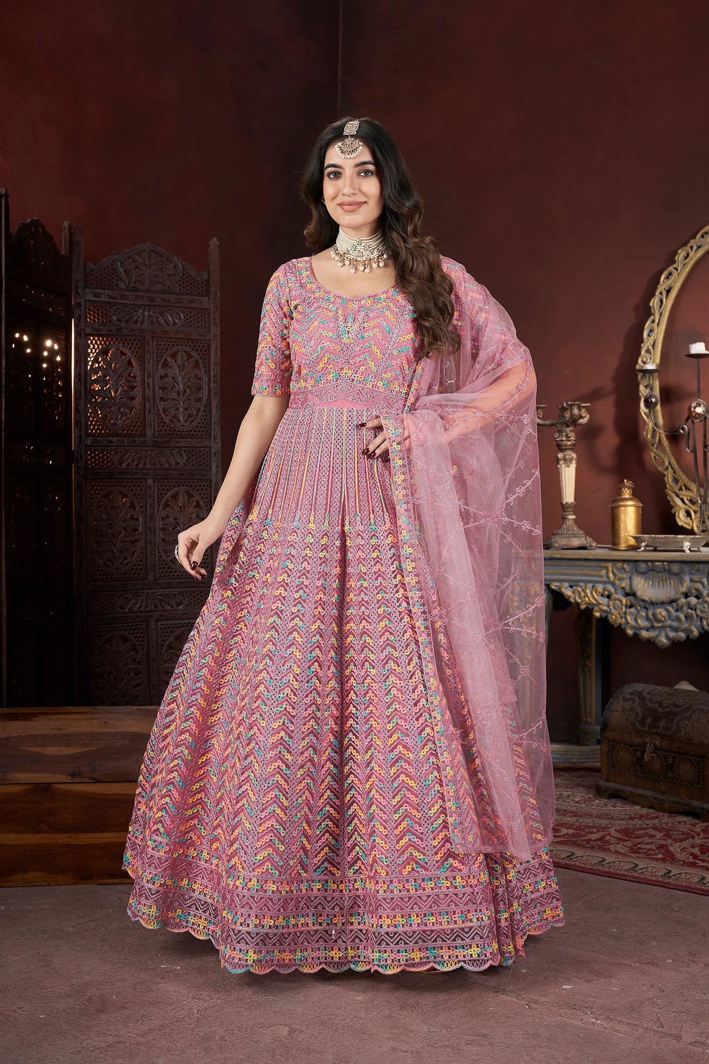Peach designer gown