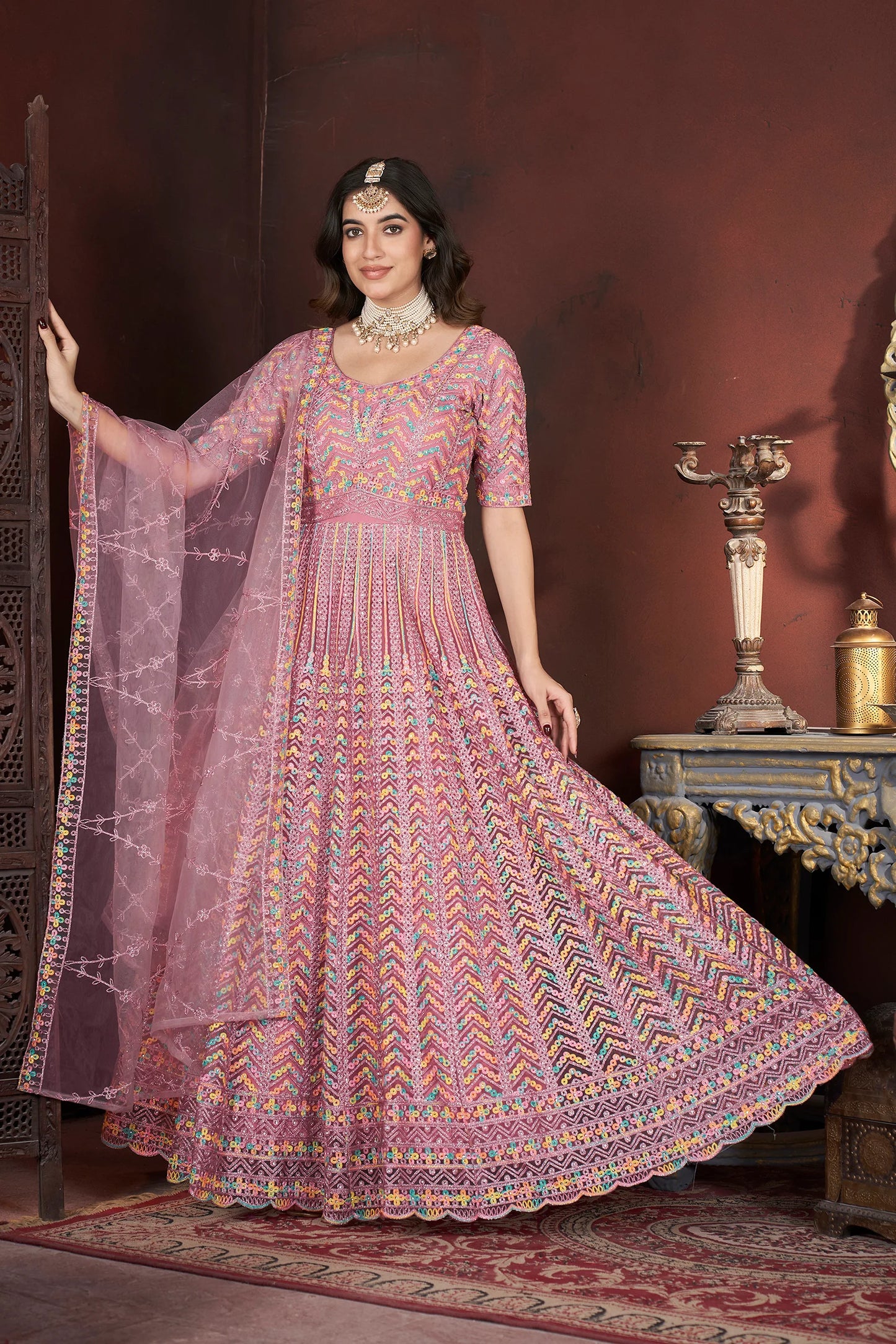 Designer peach gown