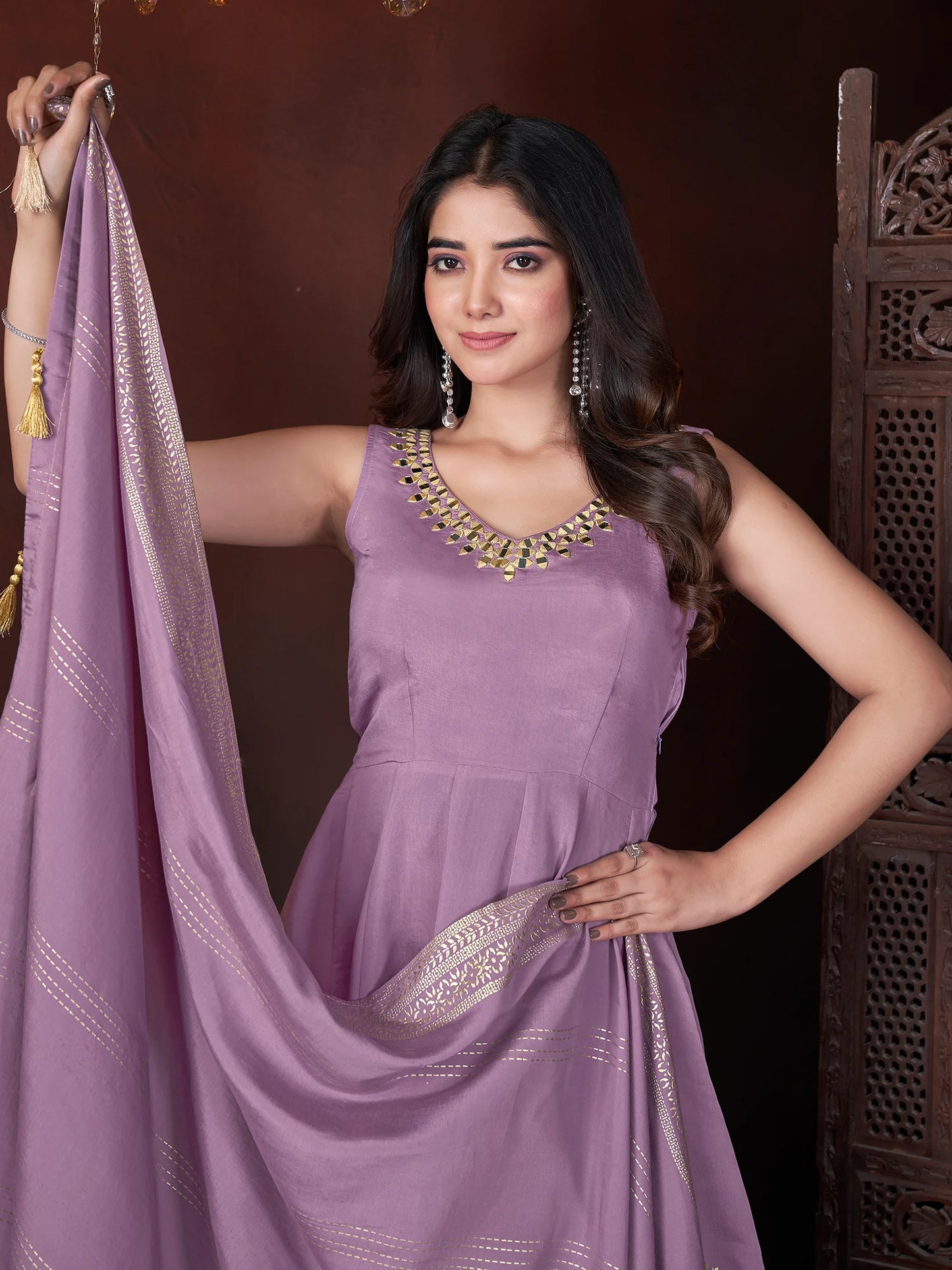 Mirror Work Lavender Outfit