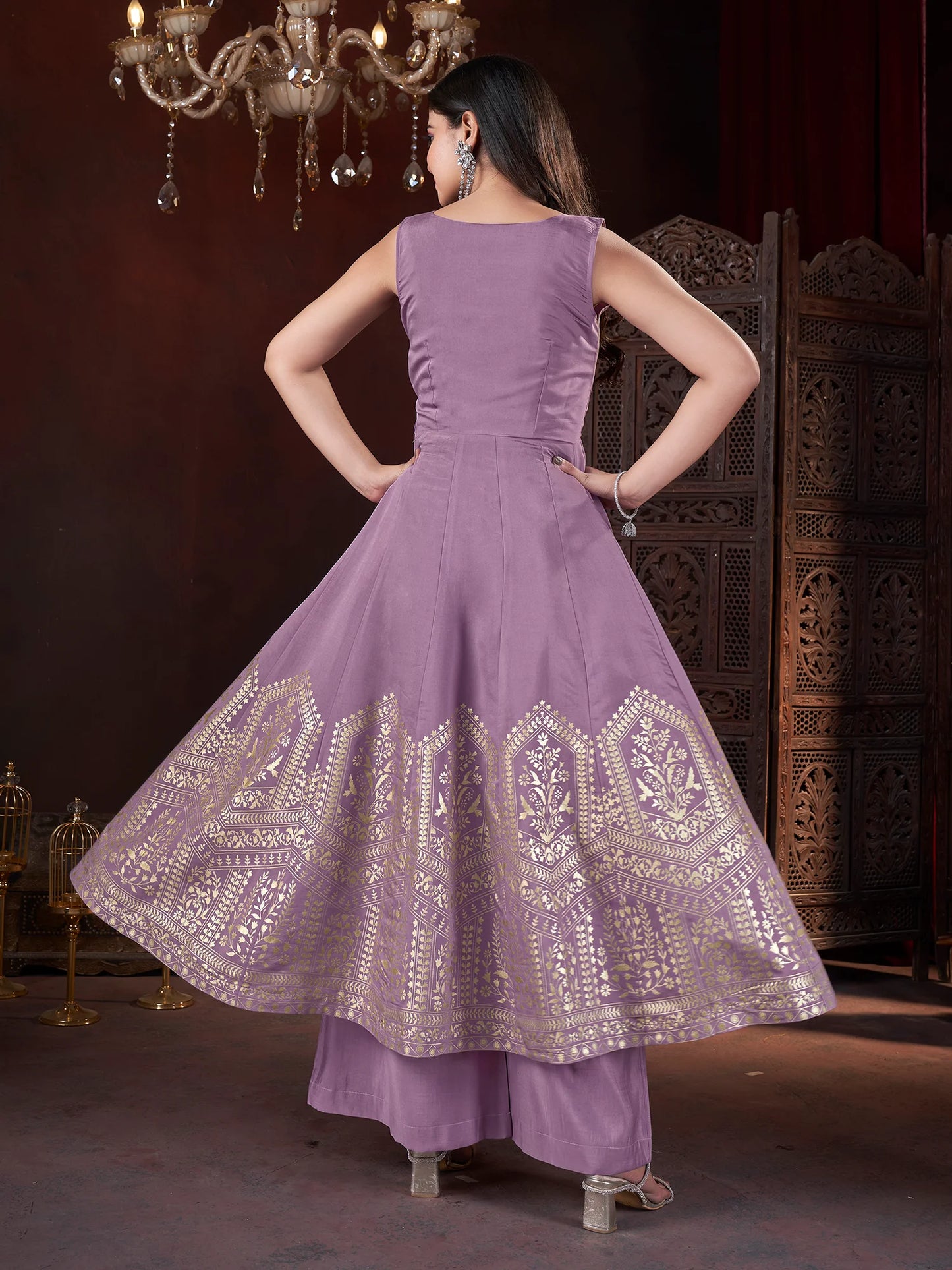 Foil Print Lavender Dress