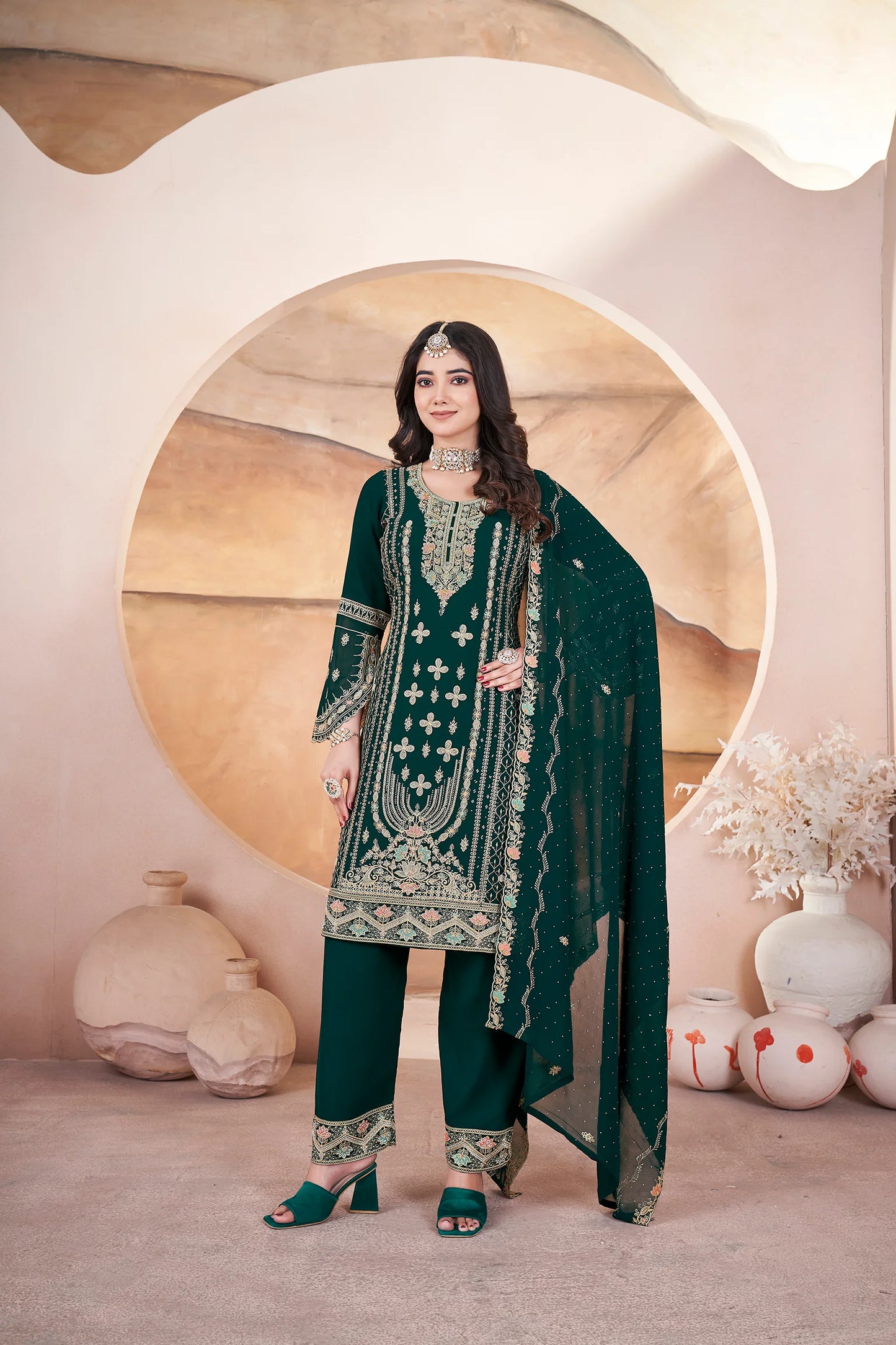 Green Georgette Suit for Bridesmaids