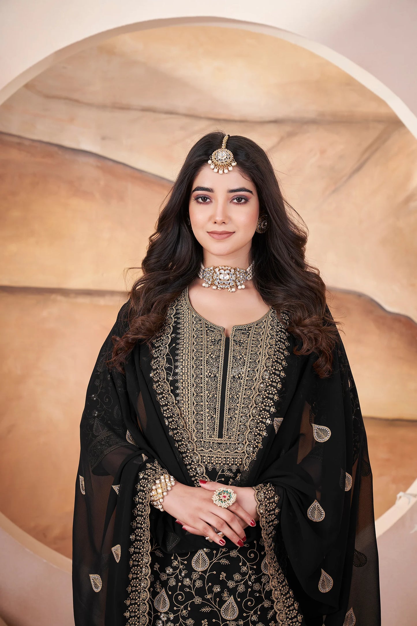 Designer Black Suit Set with Georgette Fabric