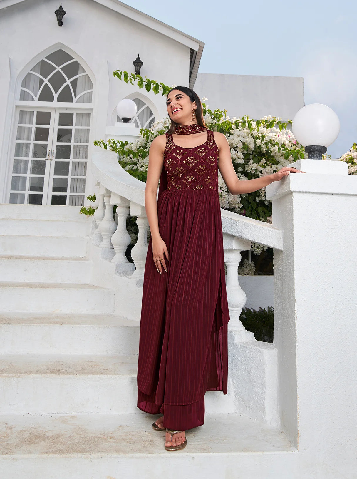 Thread embroidery suit