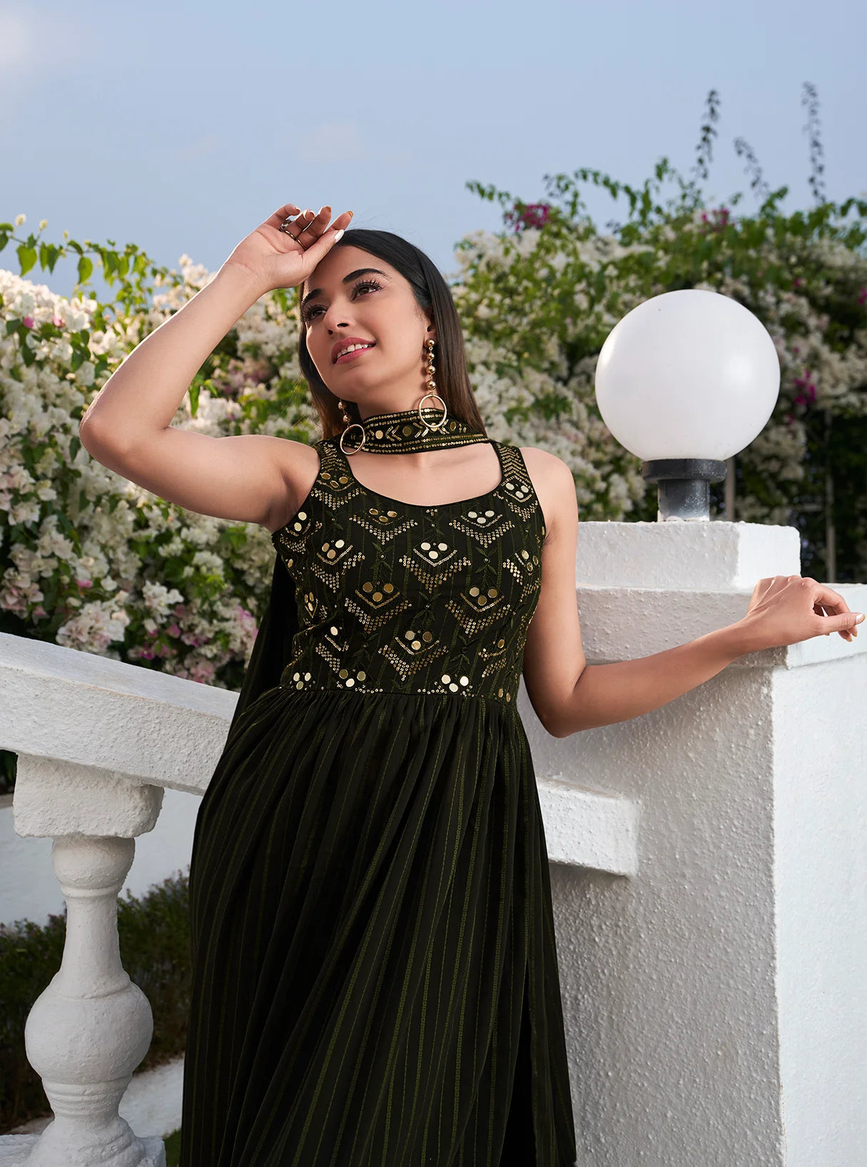 Olive Palazzo Suit with Dupatta