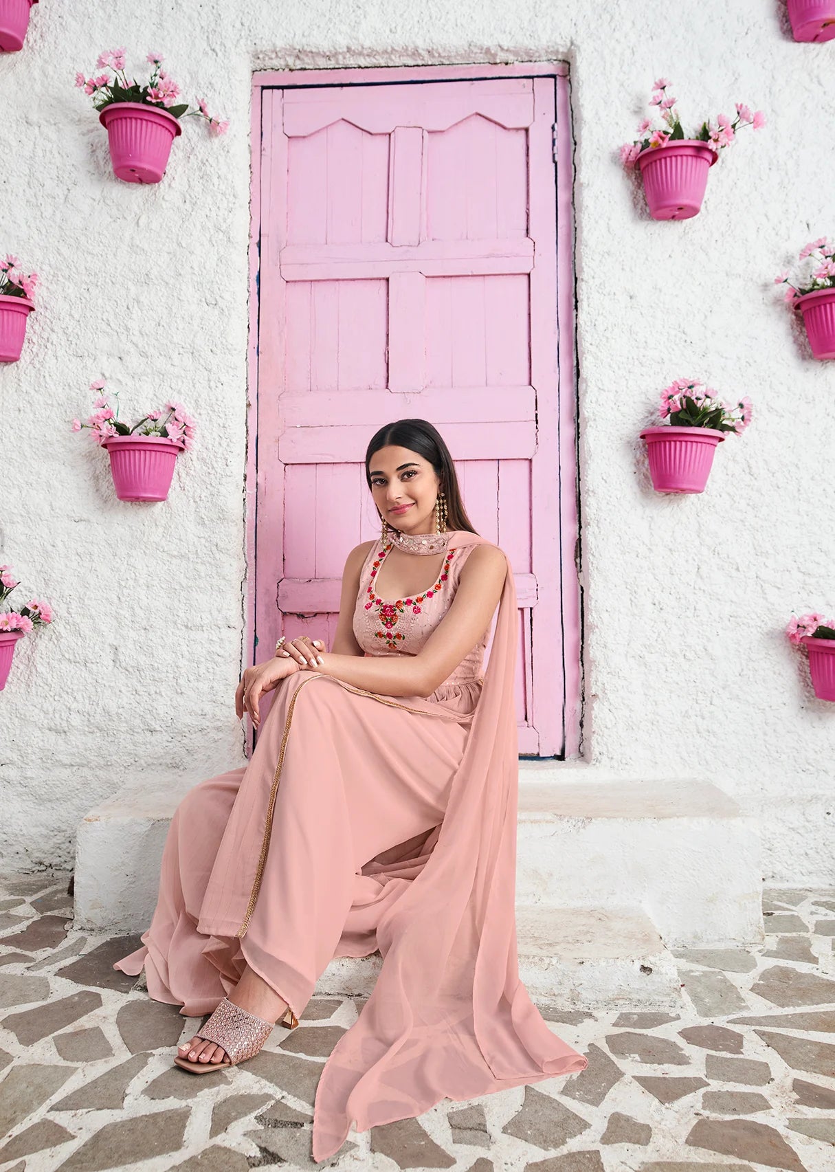 Embroidered Salwar Suit Peach