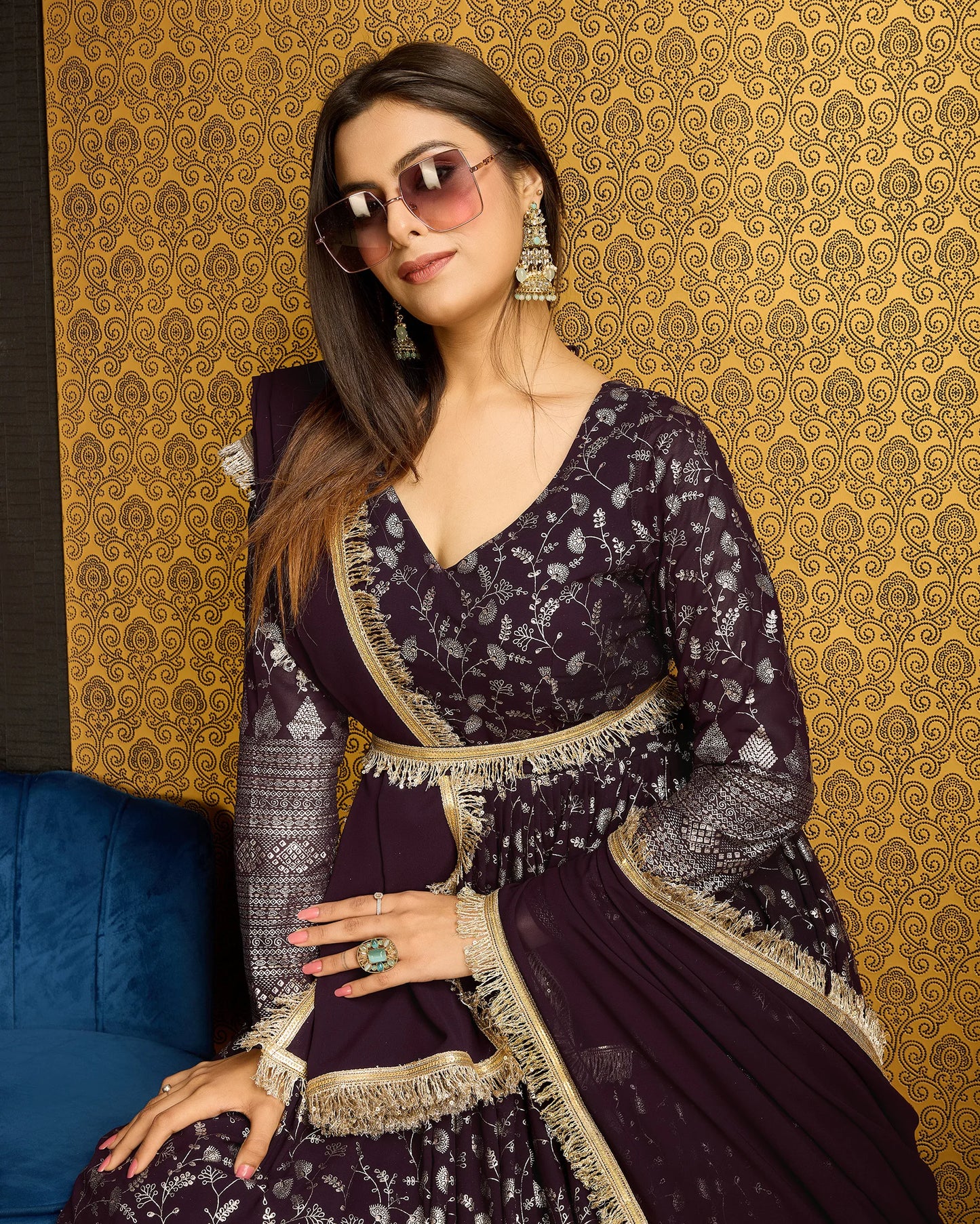 Purple Georgette Gown