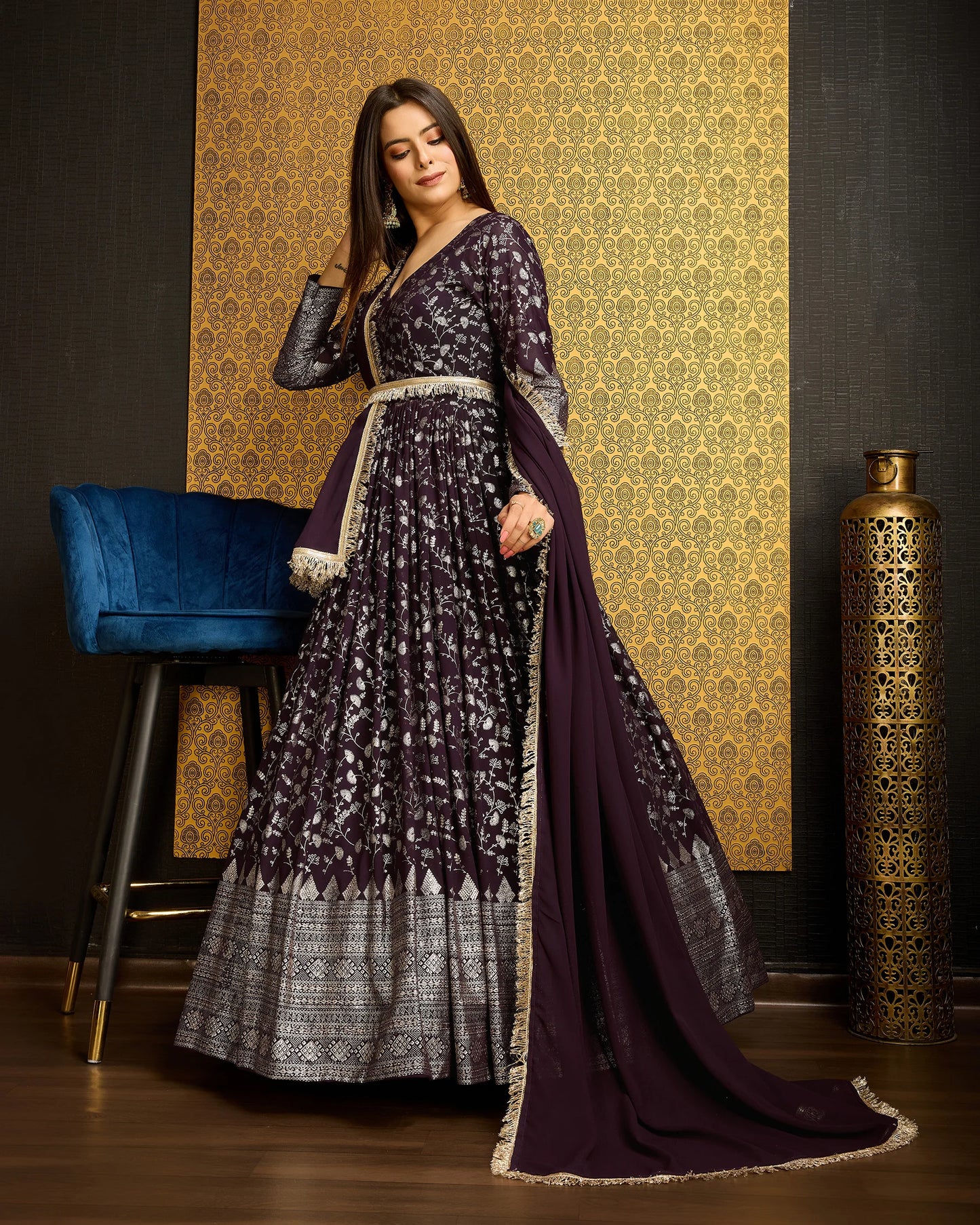 Sequence Embroidered Gown