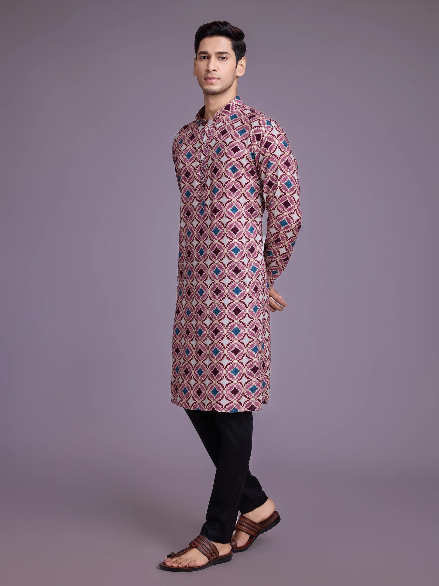 pink kurta for men