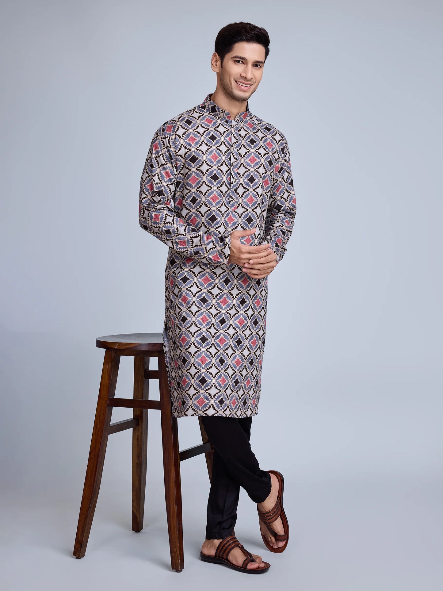 Grey men's kurta