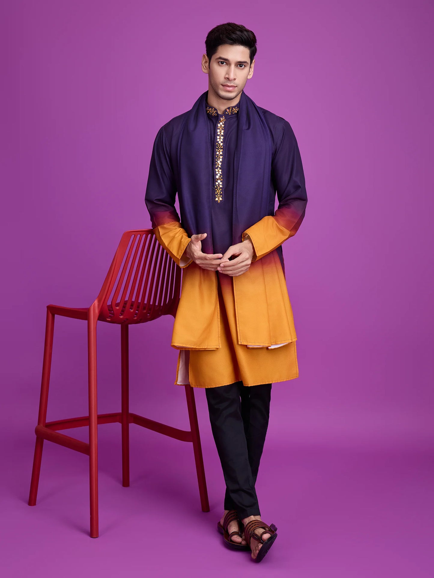 Purple rayon kurta