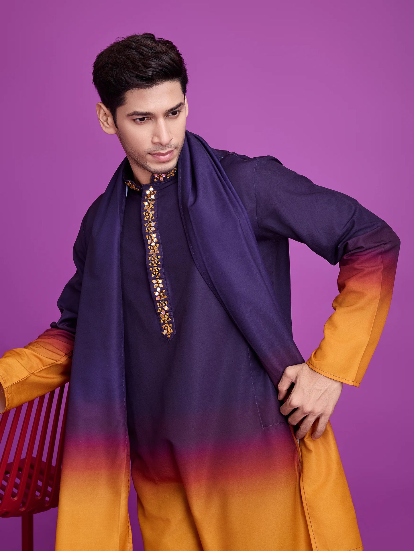 Mustard kurta with dupatta