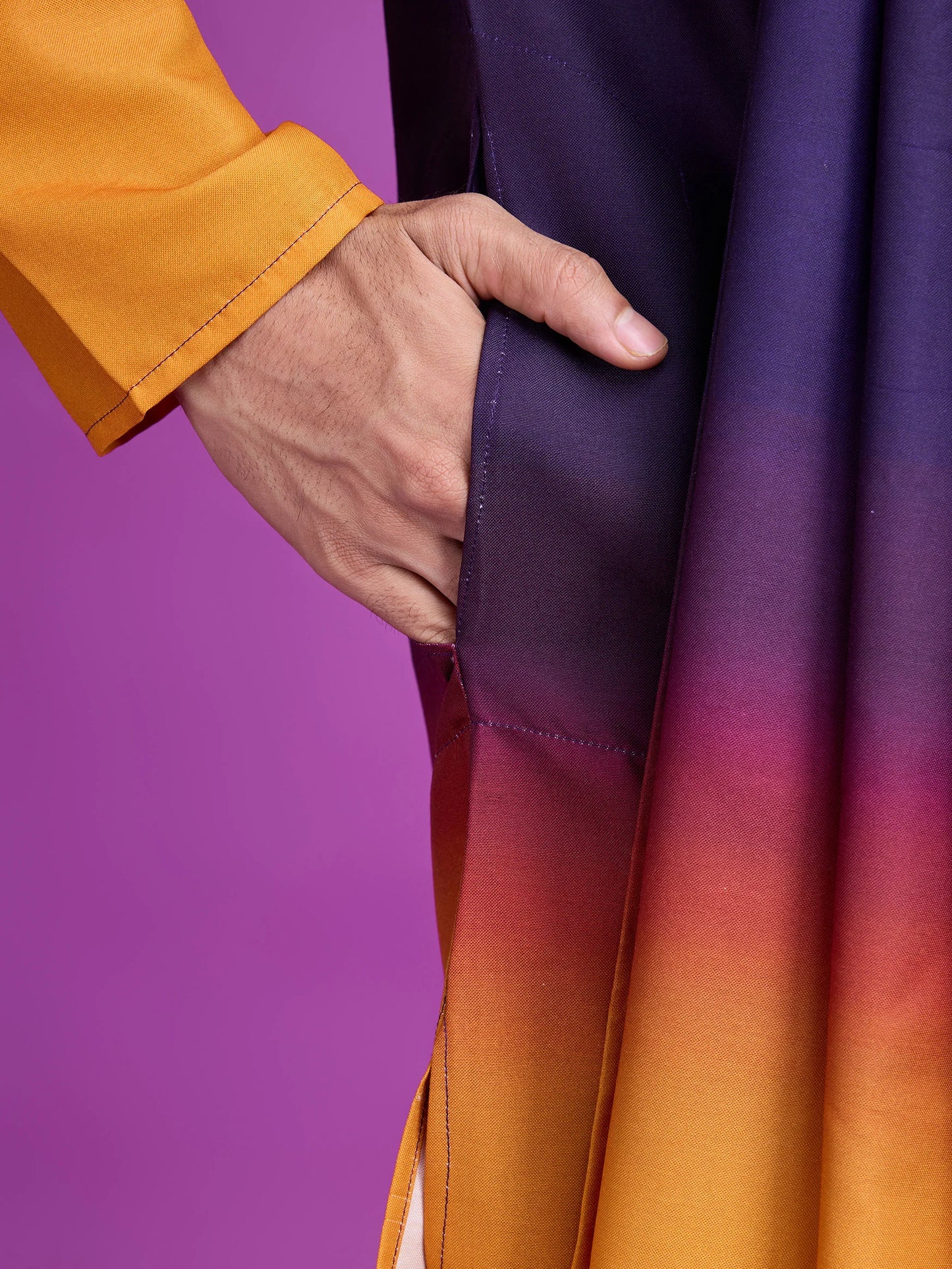 Purple and mustard kurta