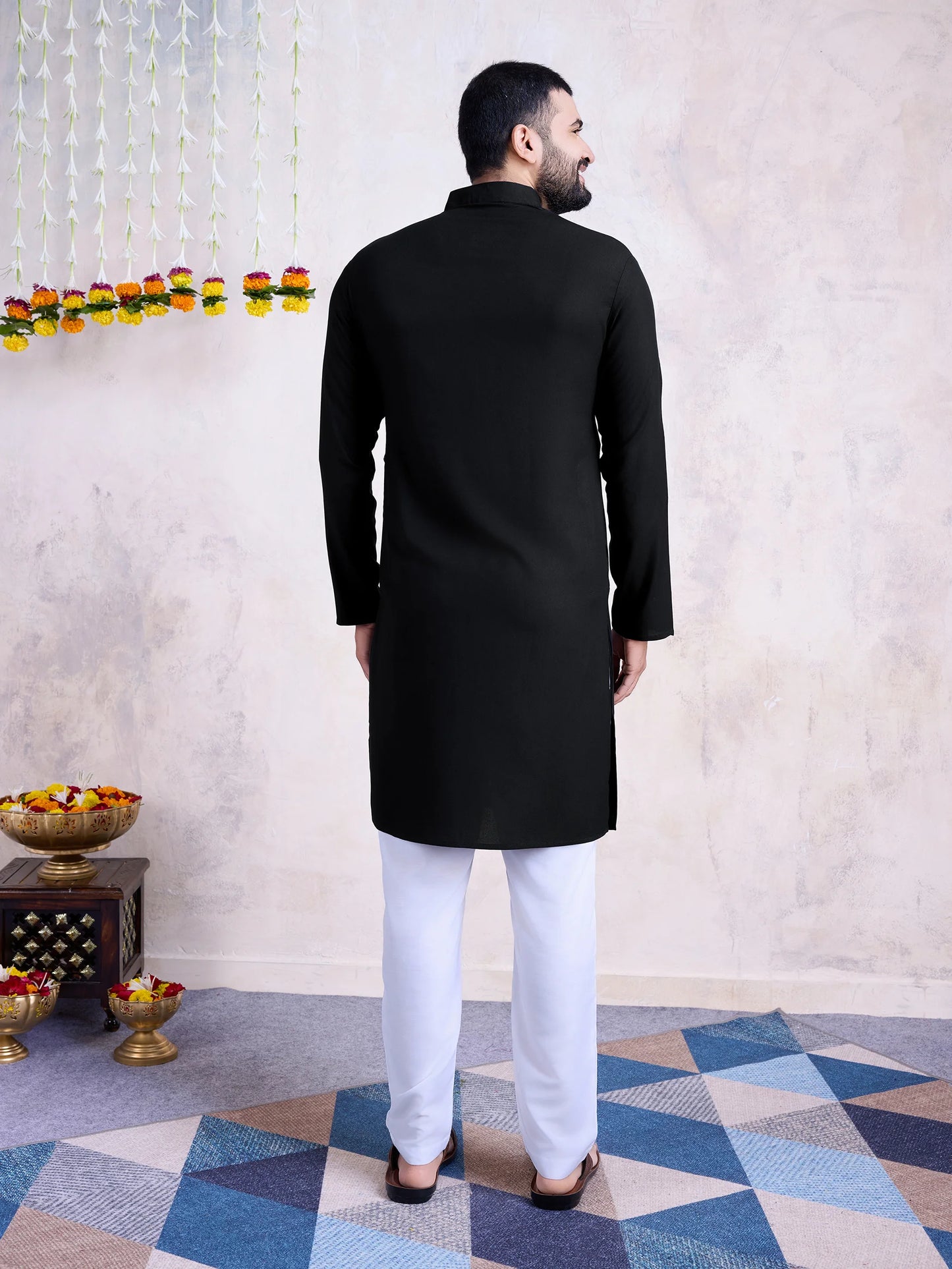 Stylish Black Kurta with Real Mirror Embroidery