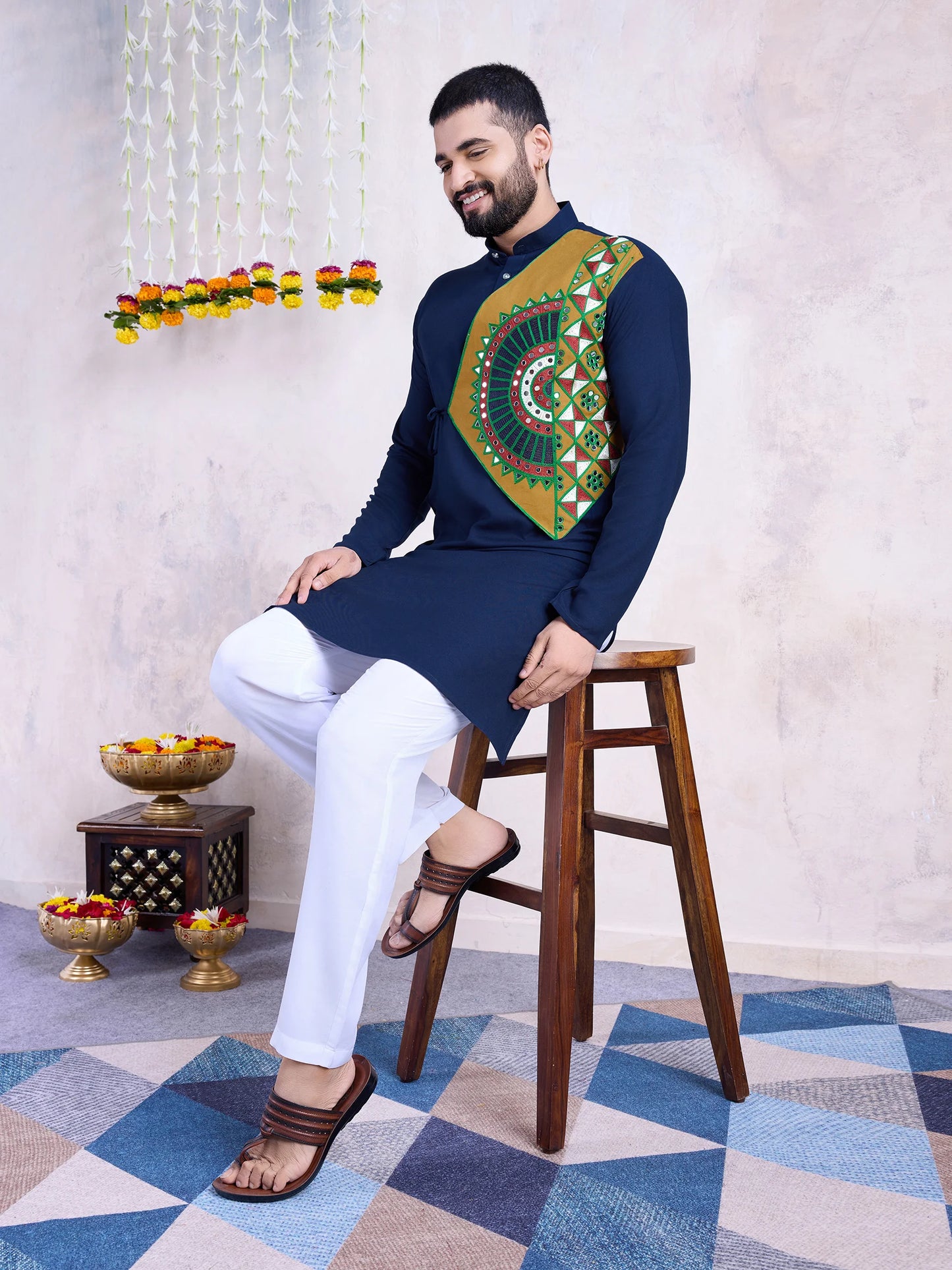 Navy Rayon Kurta
