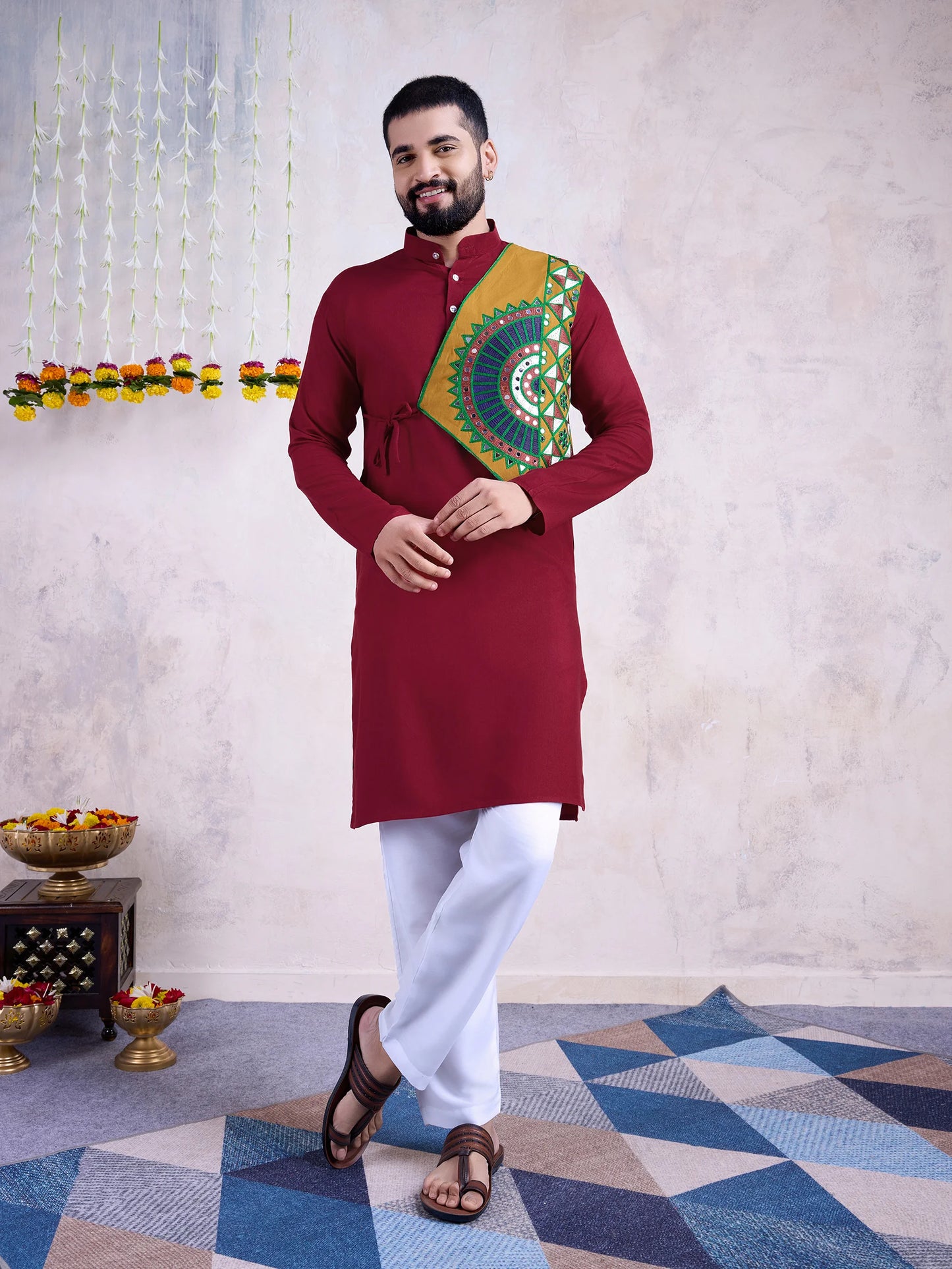 Real mirror work kurta