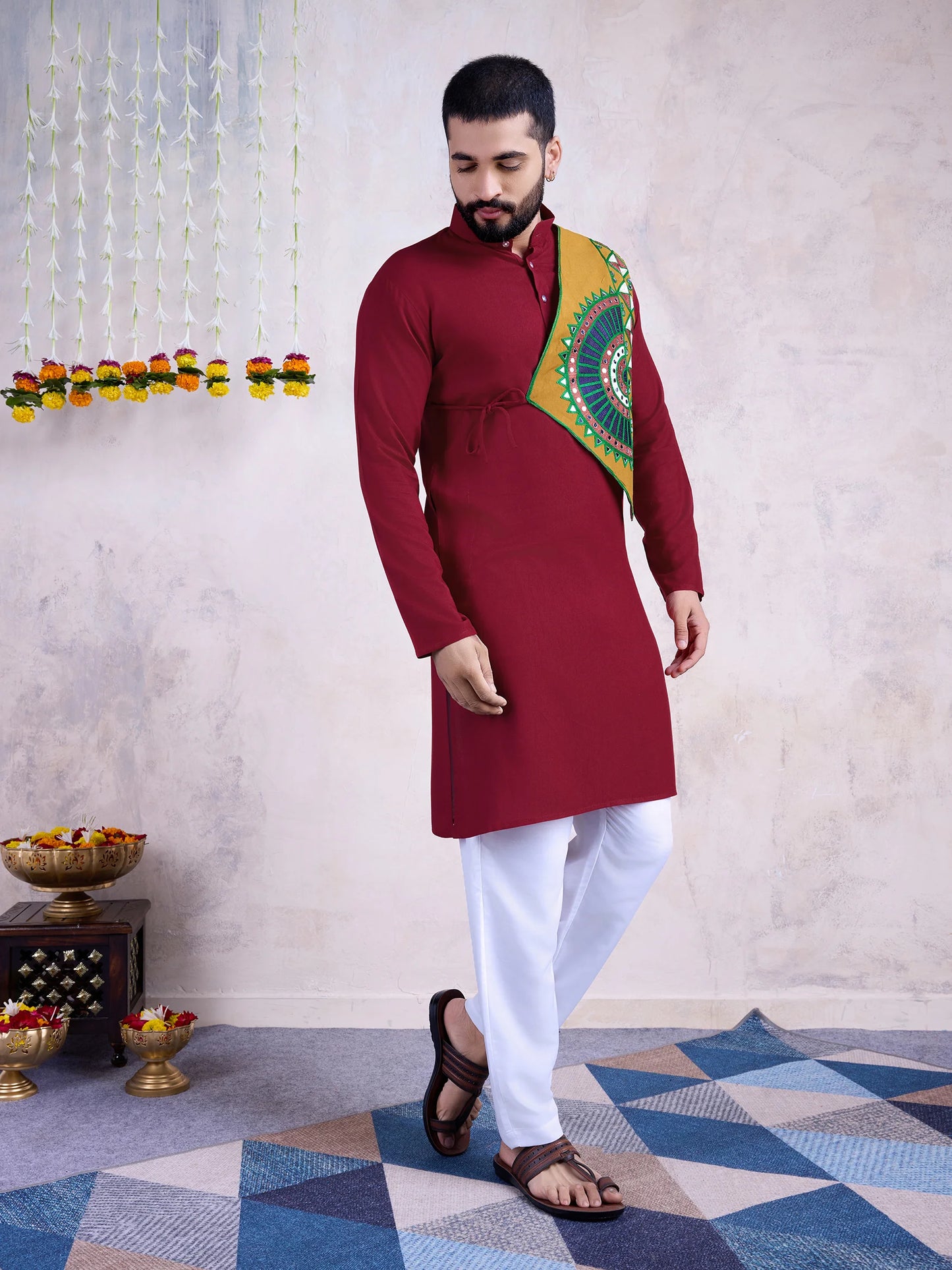 Ethnic maroon kurta