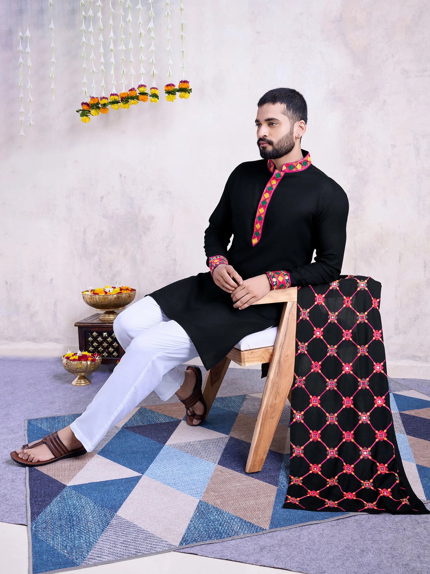 Stylish Black Kurta with Mirror Embroidery Work