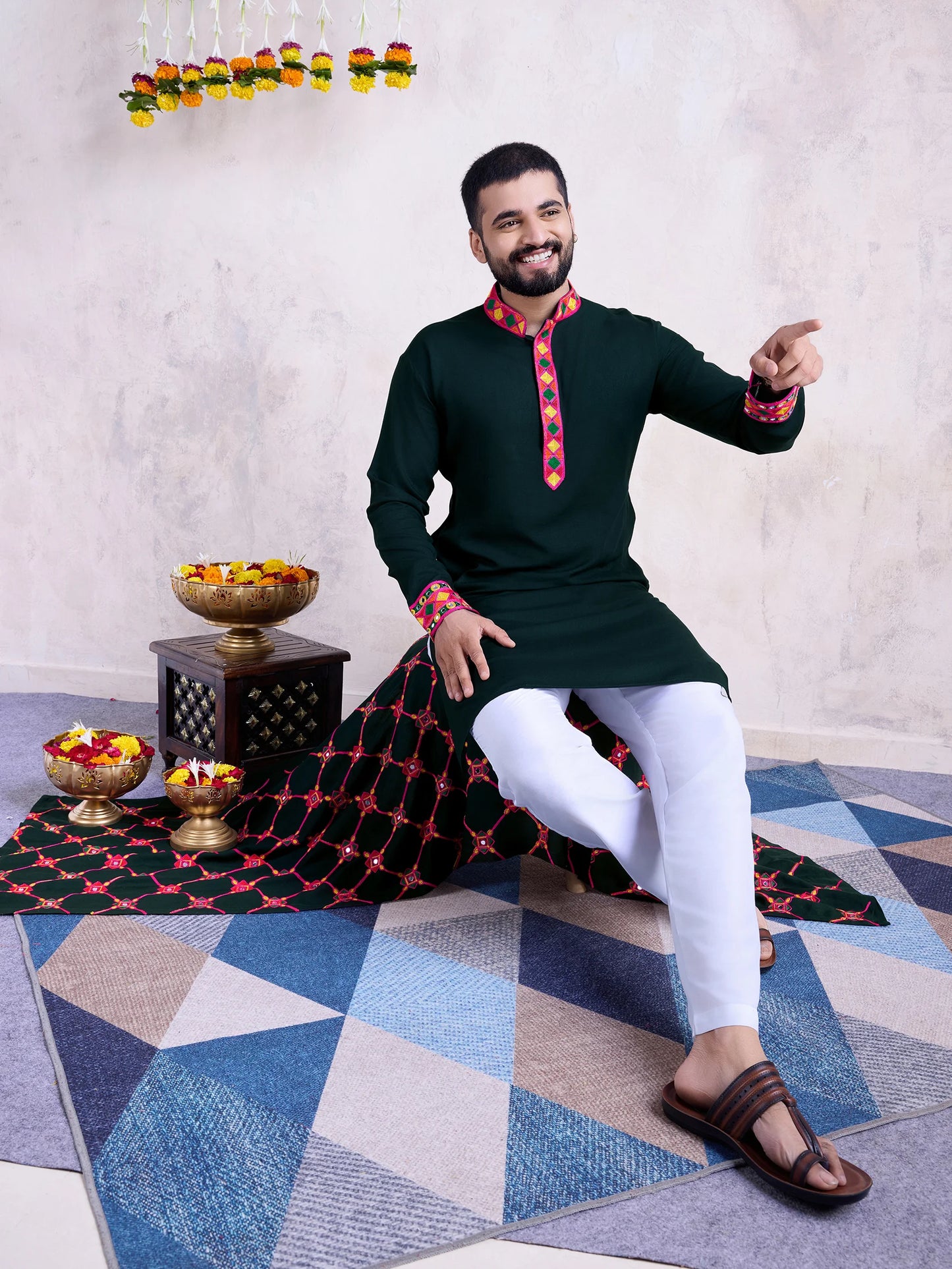 Rayon Kurta with Mirror Work