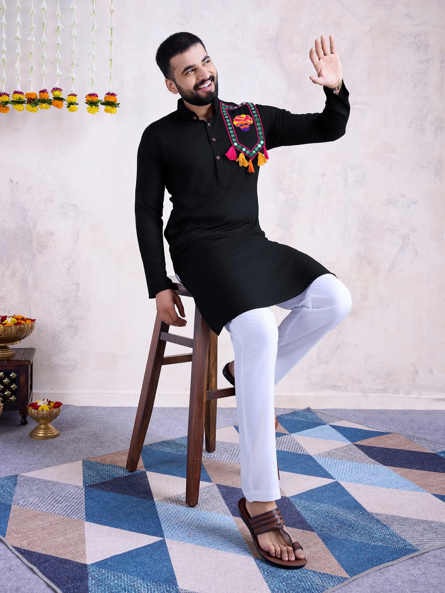 Real mirror work kurta