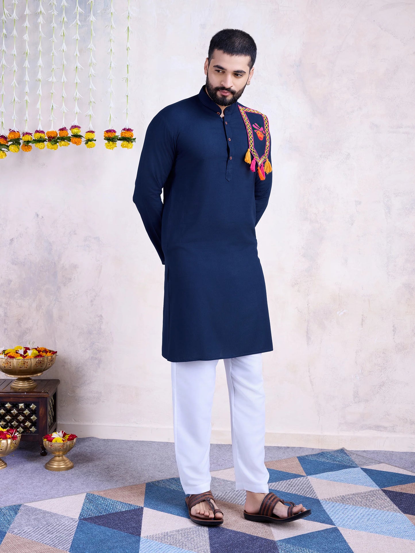 Traditional navy kurta\