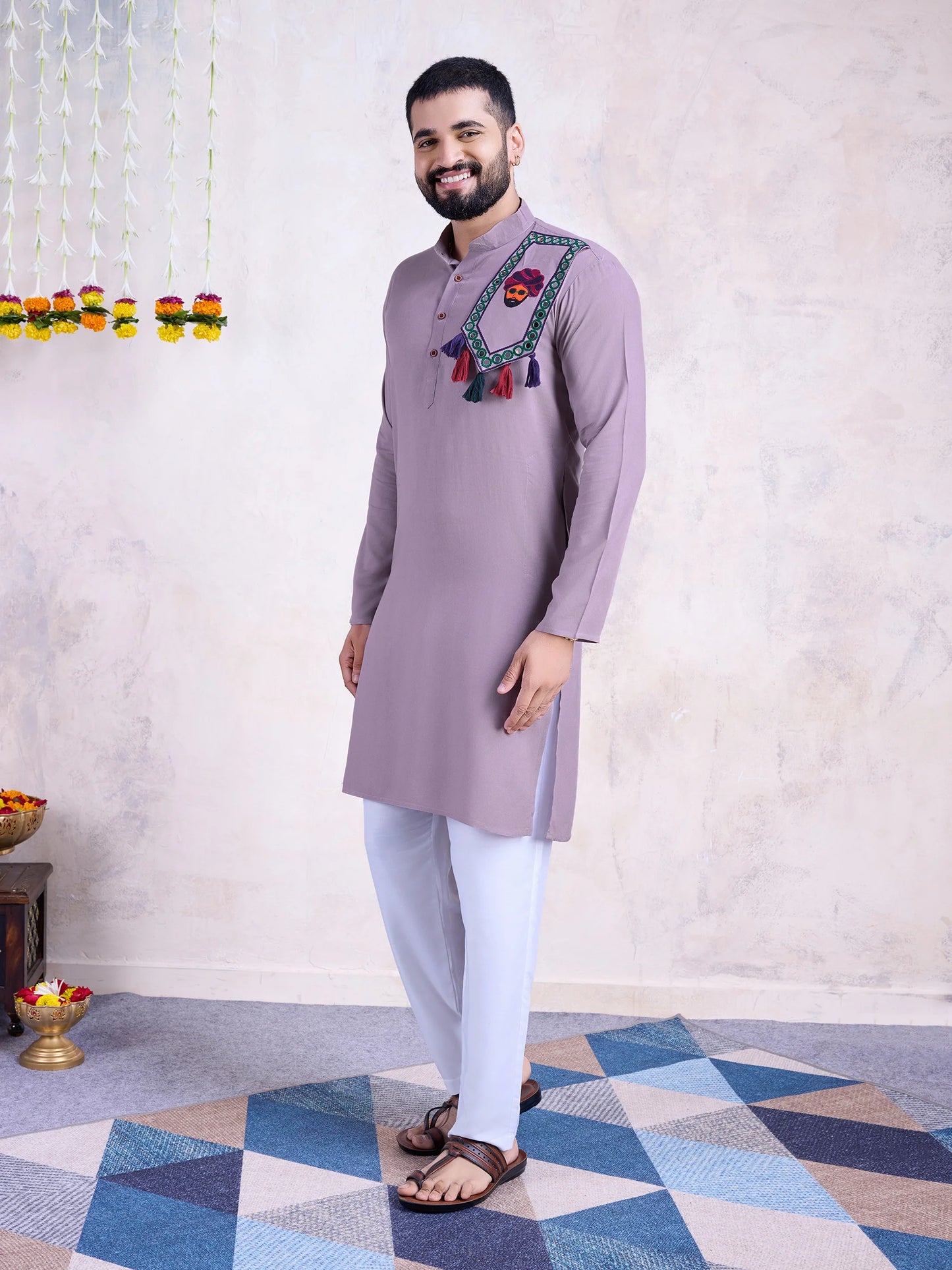 Mirror work kurta for men