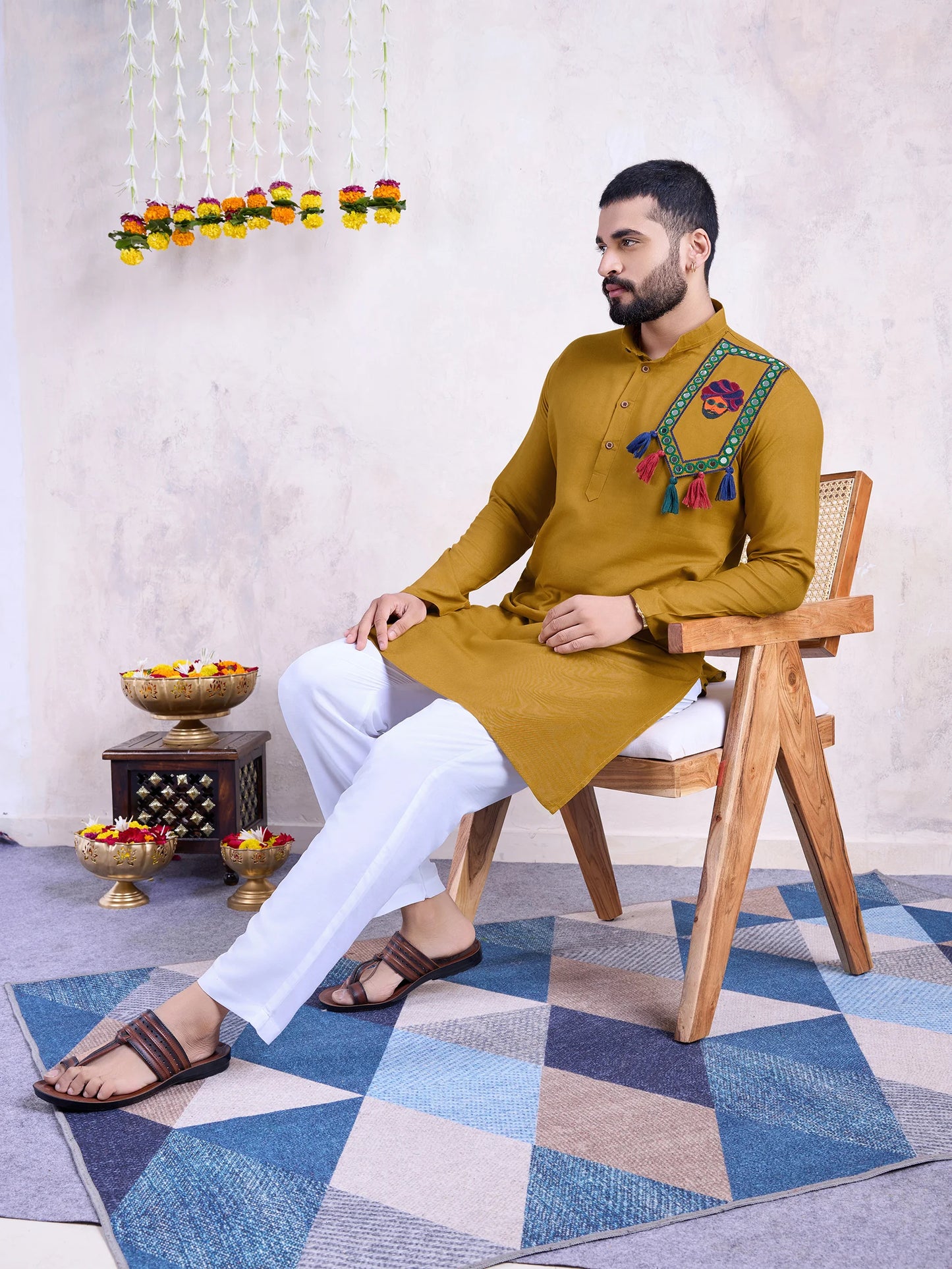 Embroidered Yellow Kurta