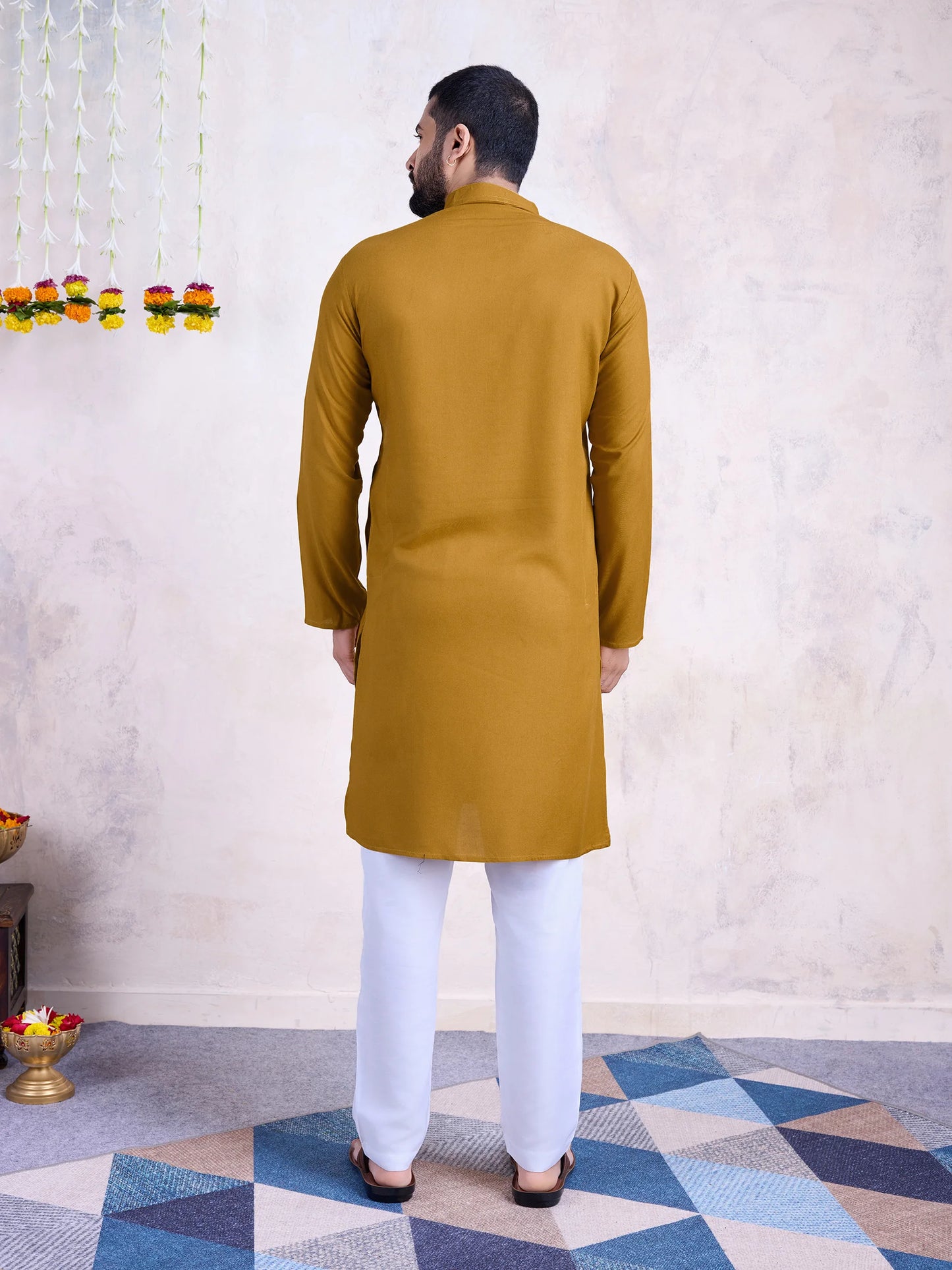 Designer Yellow Kurta with Embroidered Mirror Work