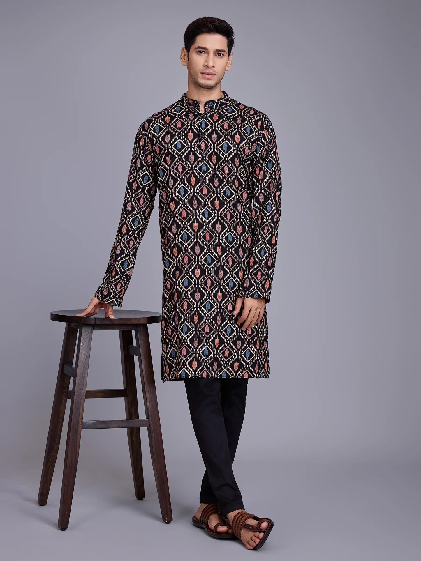 Black Rayon Kurta