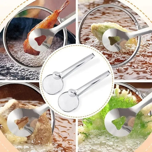 Frying spoon with clip