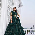Designer Georgette Teal Green Lehenga Choli Set