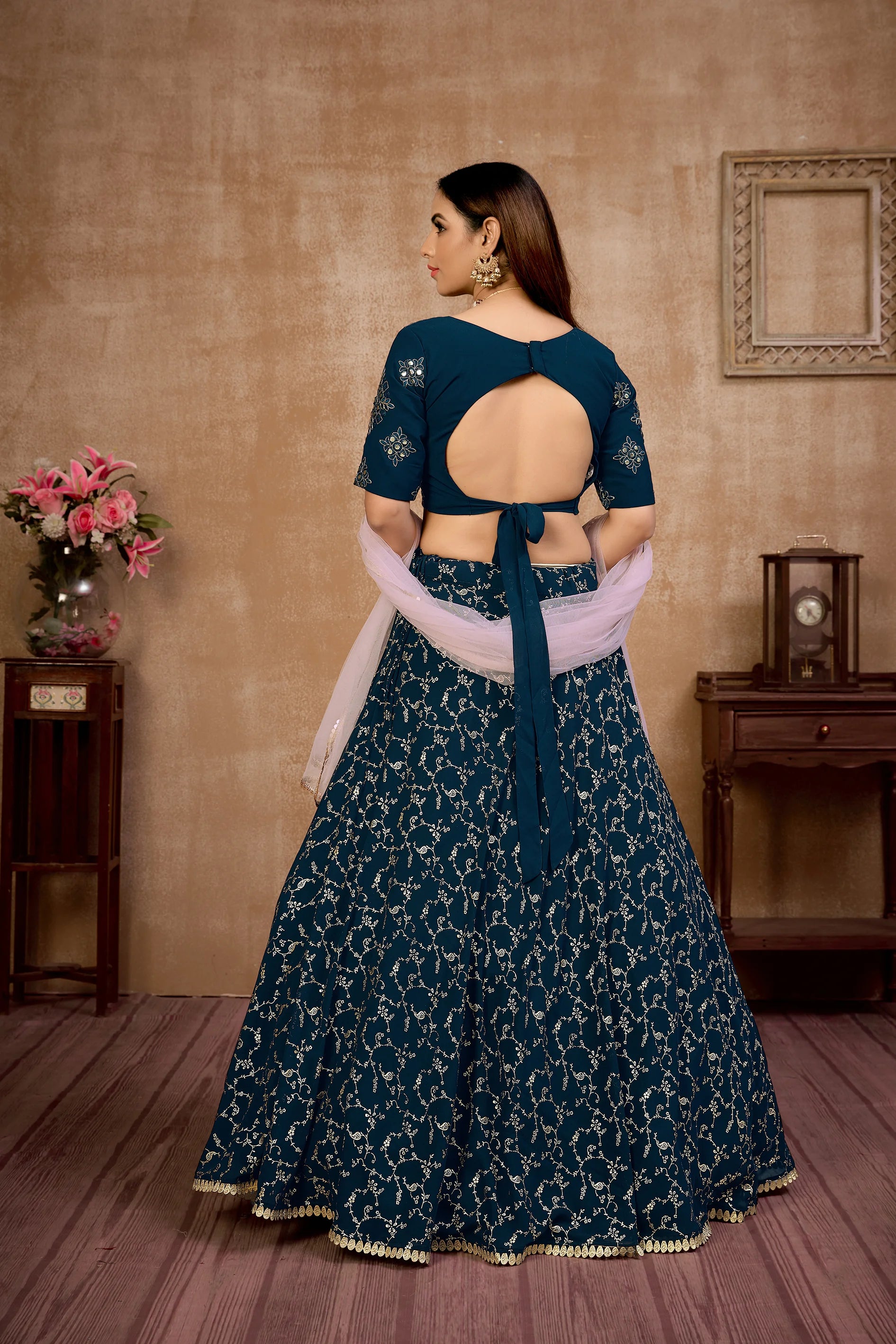 Thread Embroidered Lehenga