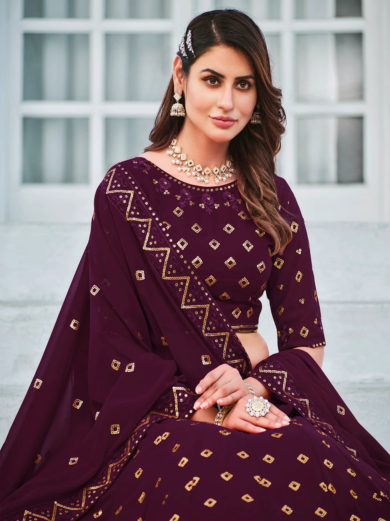 Thread Work Lehenga