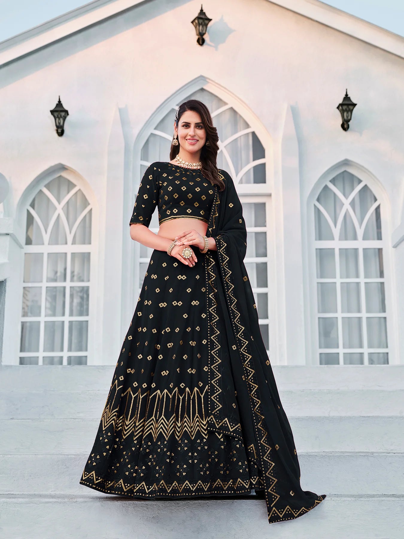 Embroidered Georgette Lehenga
