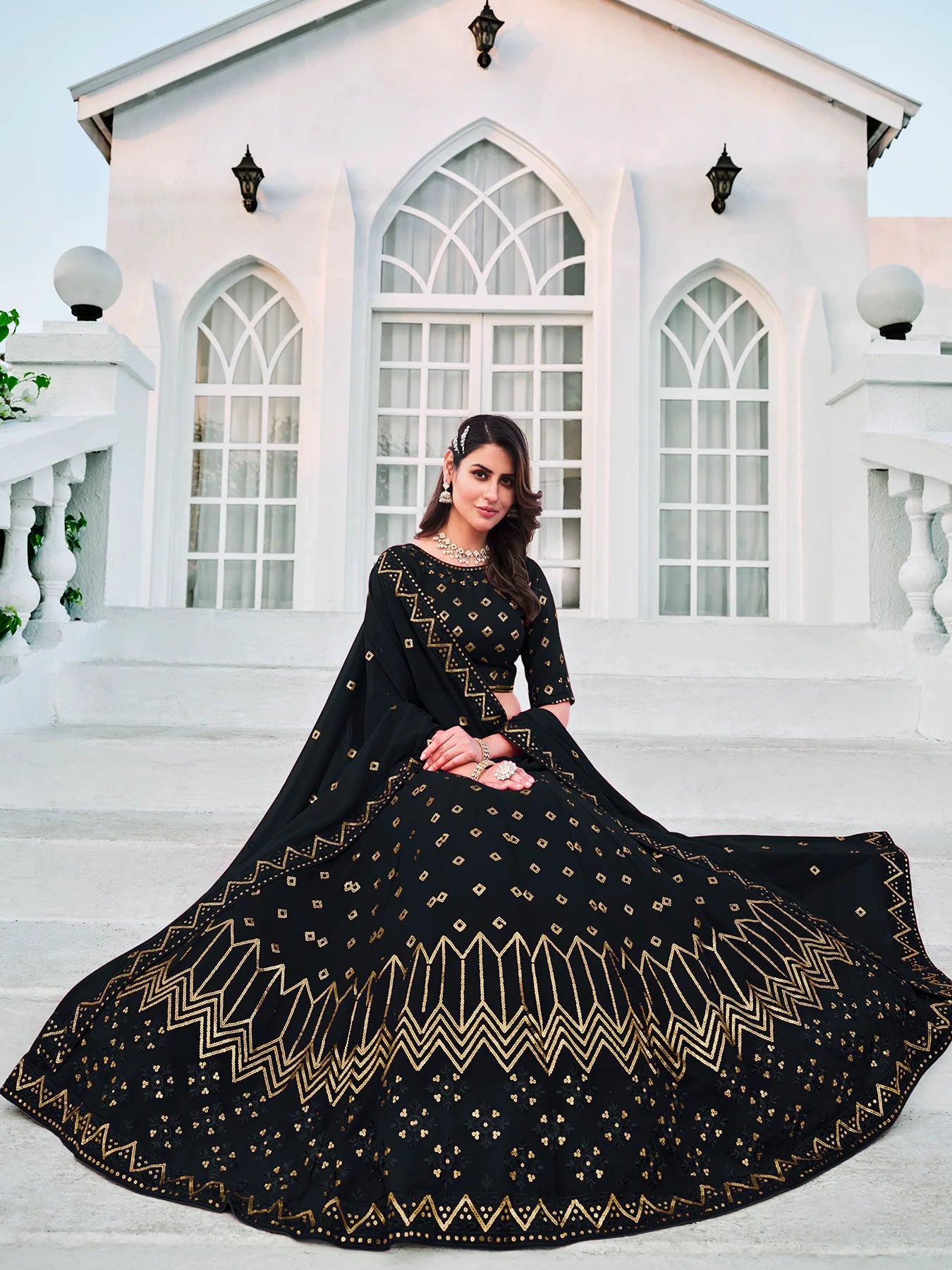 Designer Navy Blue Lehenga