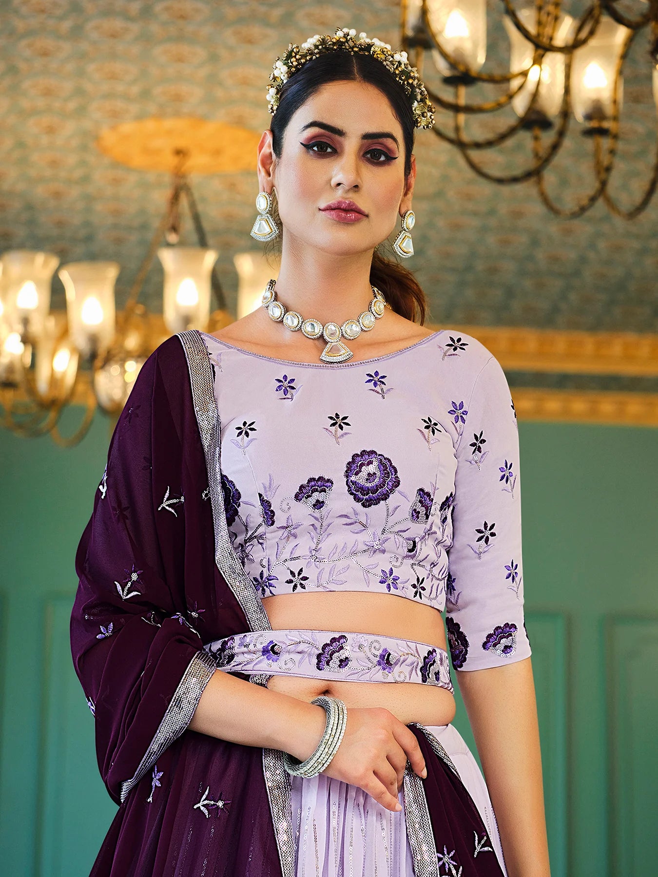 Thread Embroidery Lehenga