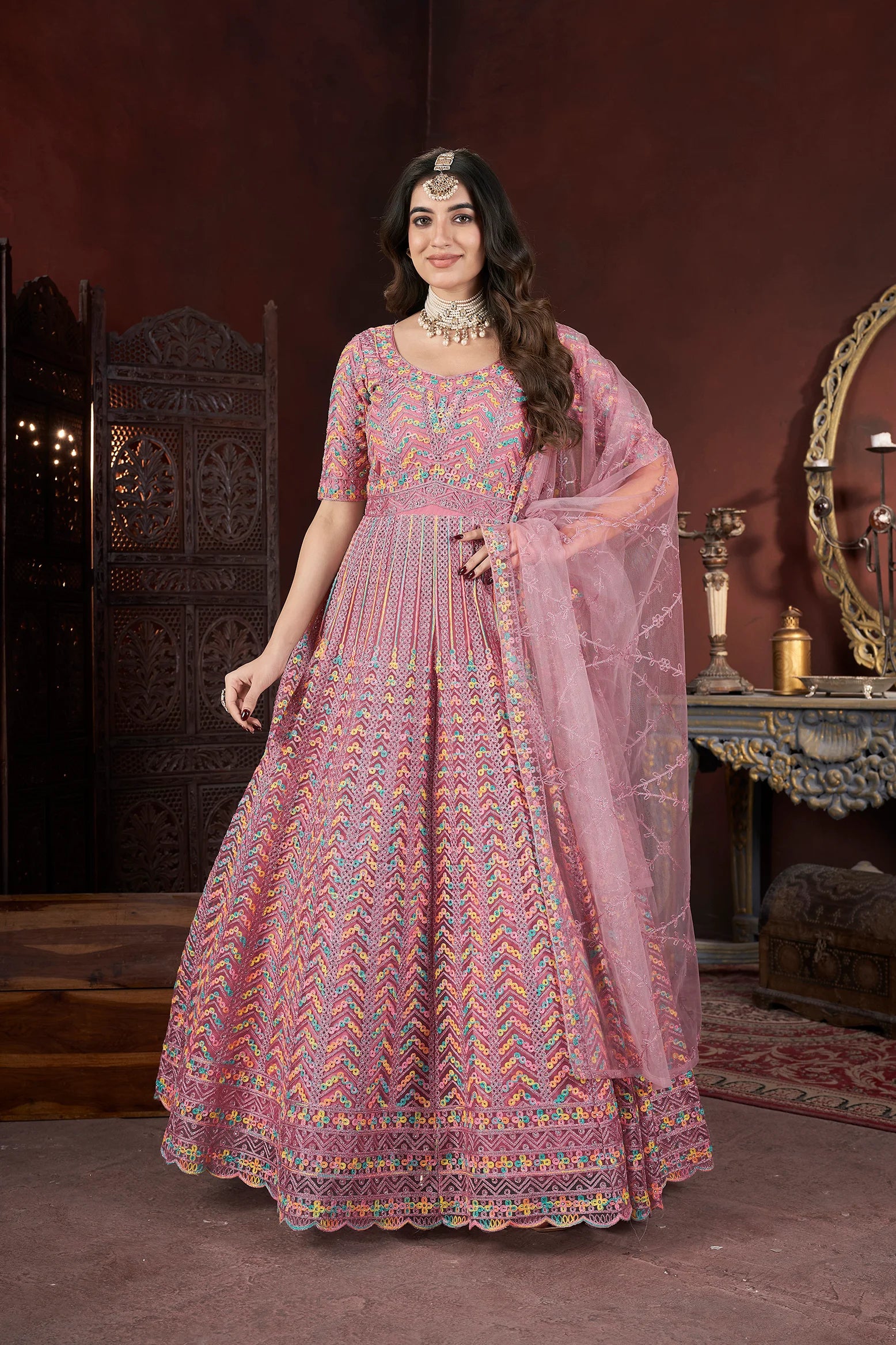 Peach designer gown