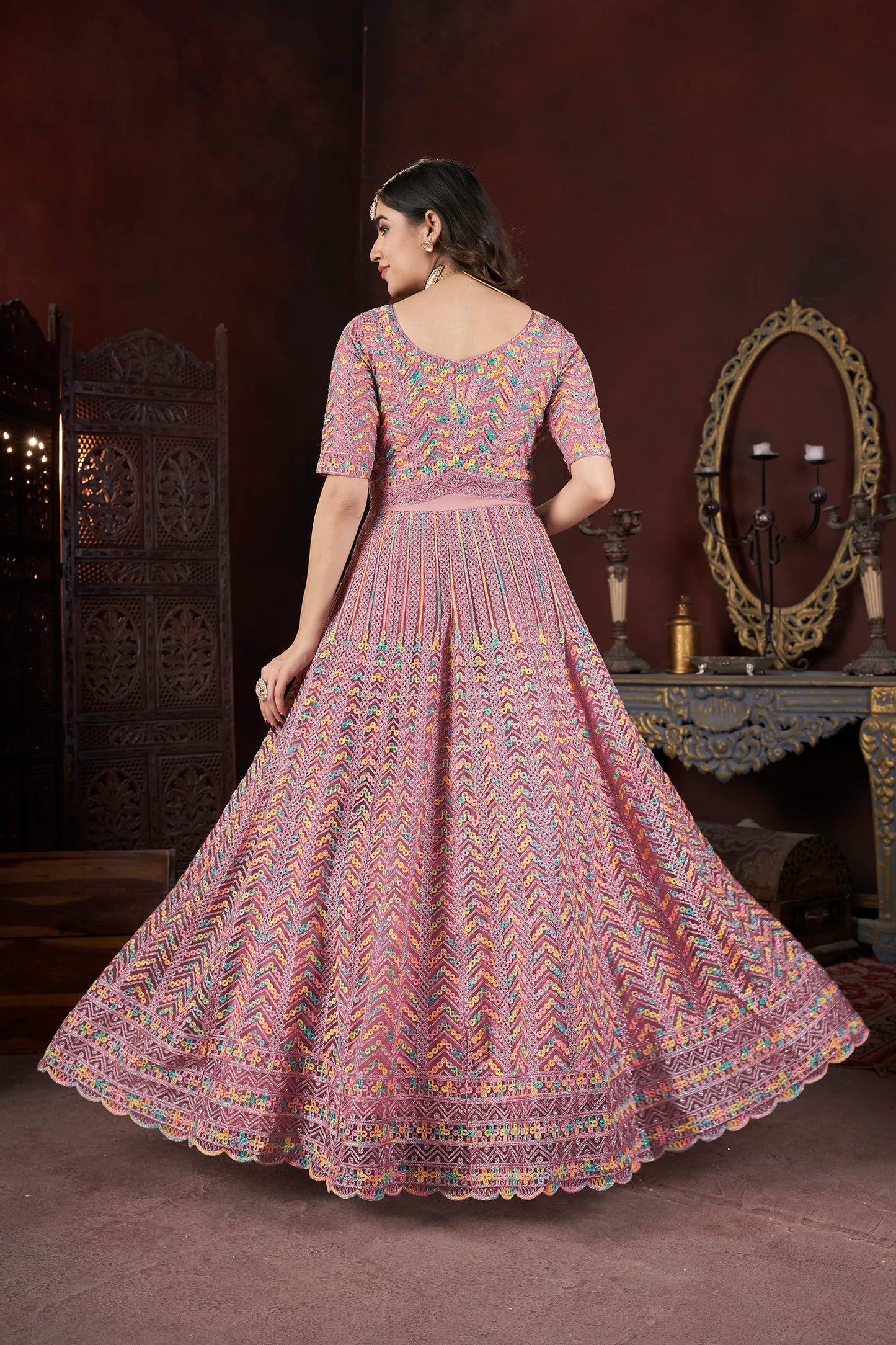 Embroidery work gown