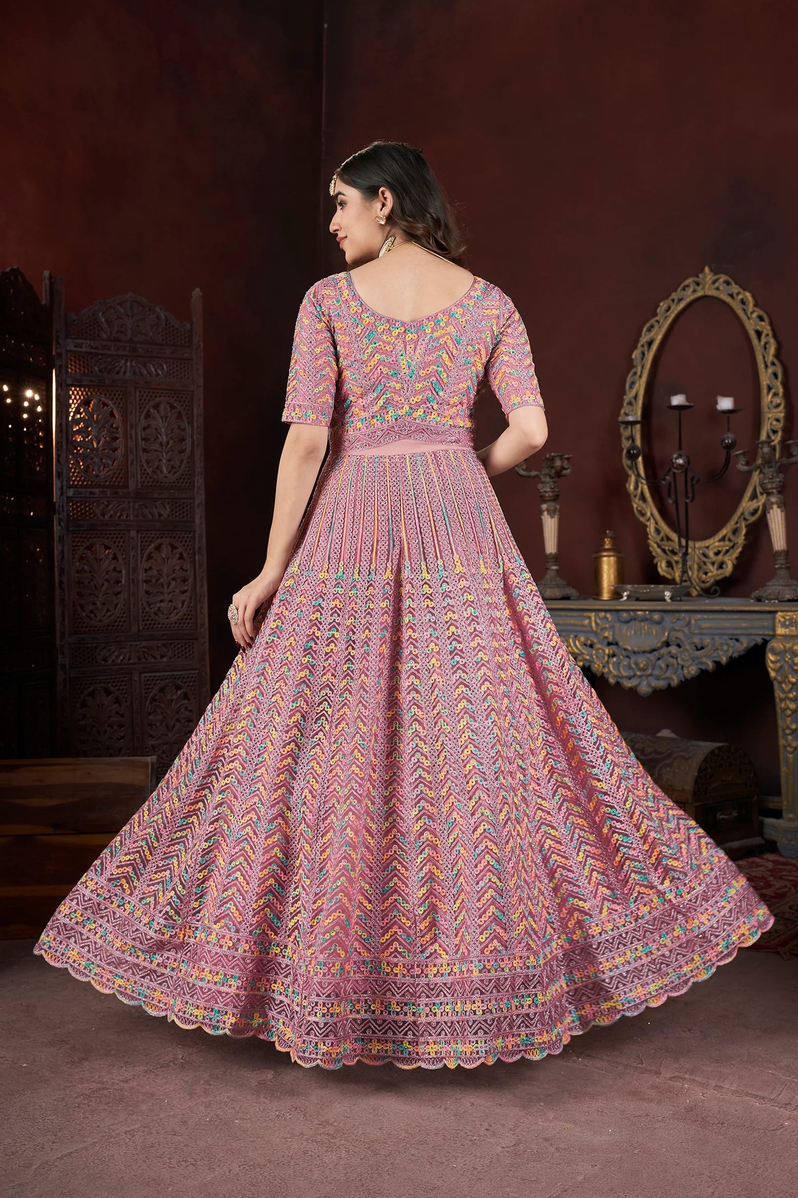 Embroidery work gown