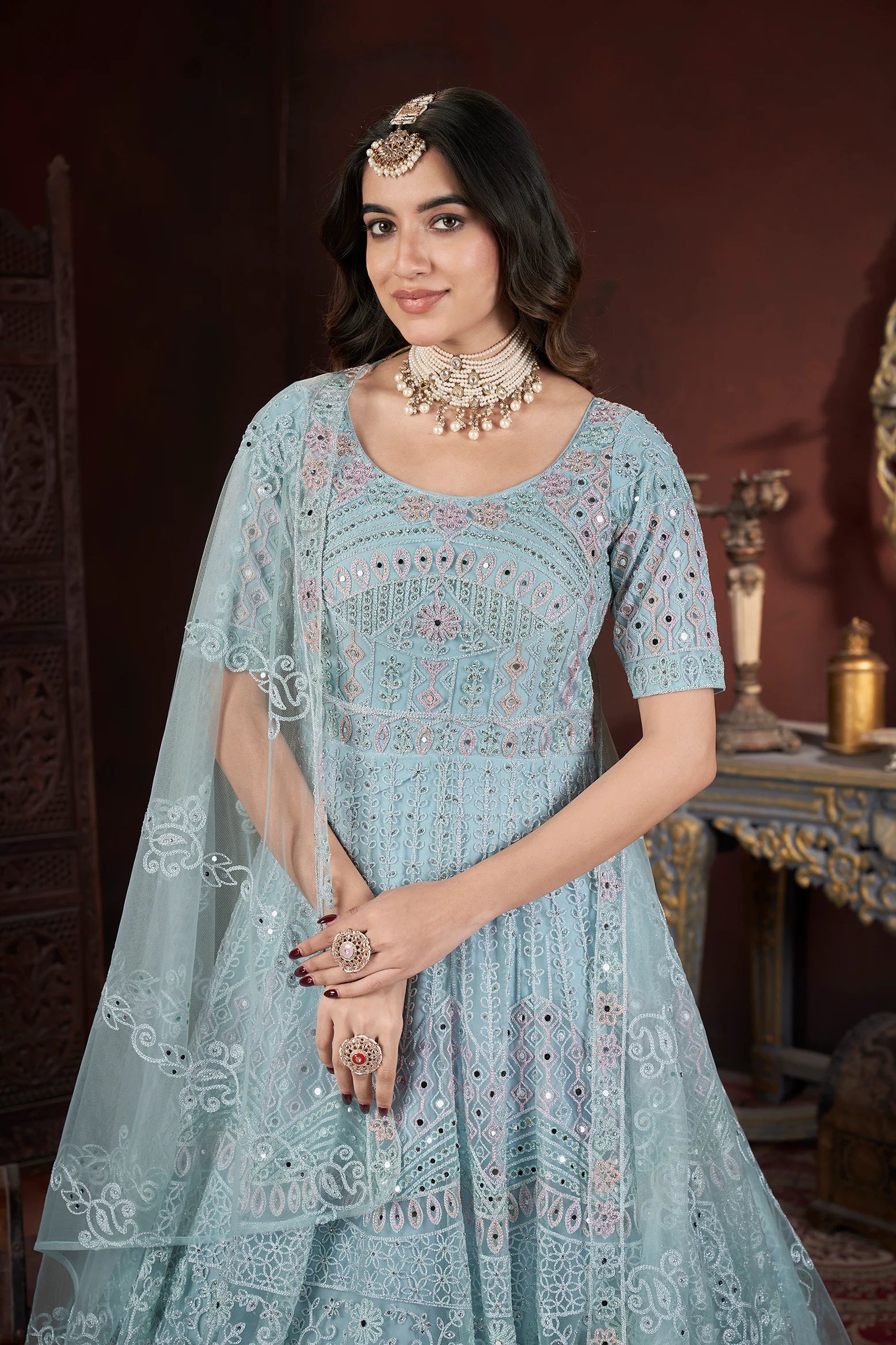 Mirror work gown