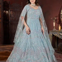Sky blue designer gown