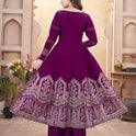Stylish Purple Roman Silk Suit Set with Dupatta