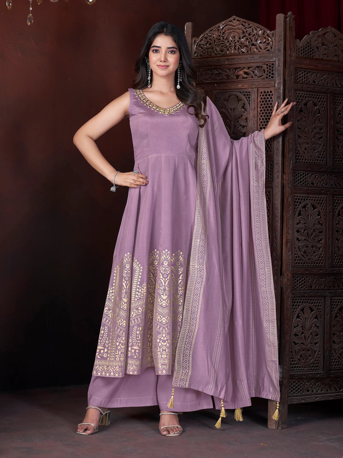 Lavender Roman Silk Suit
