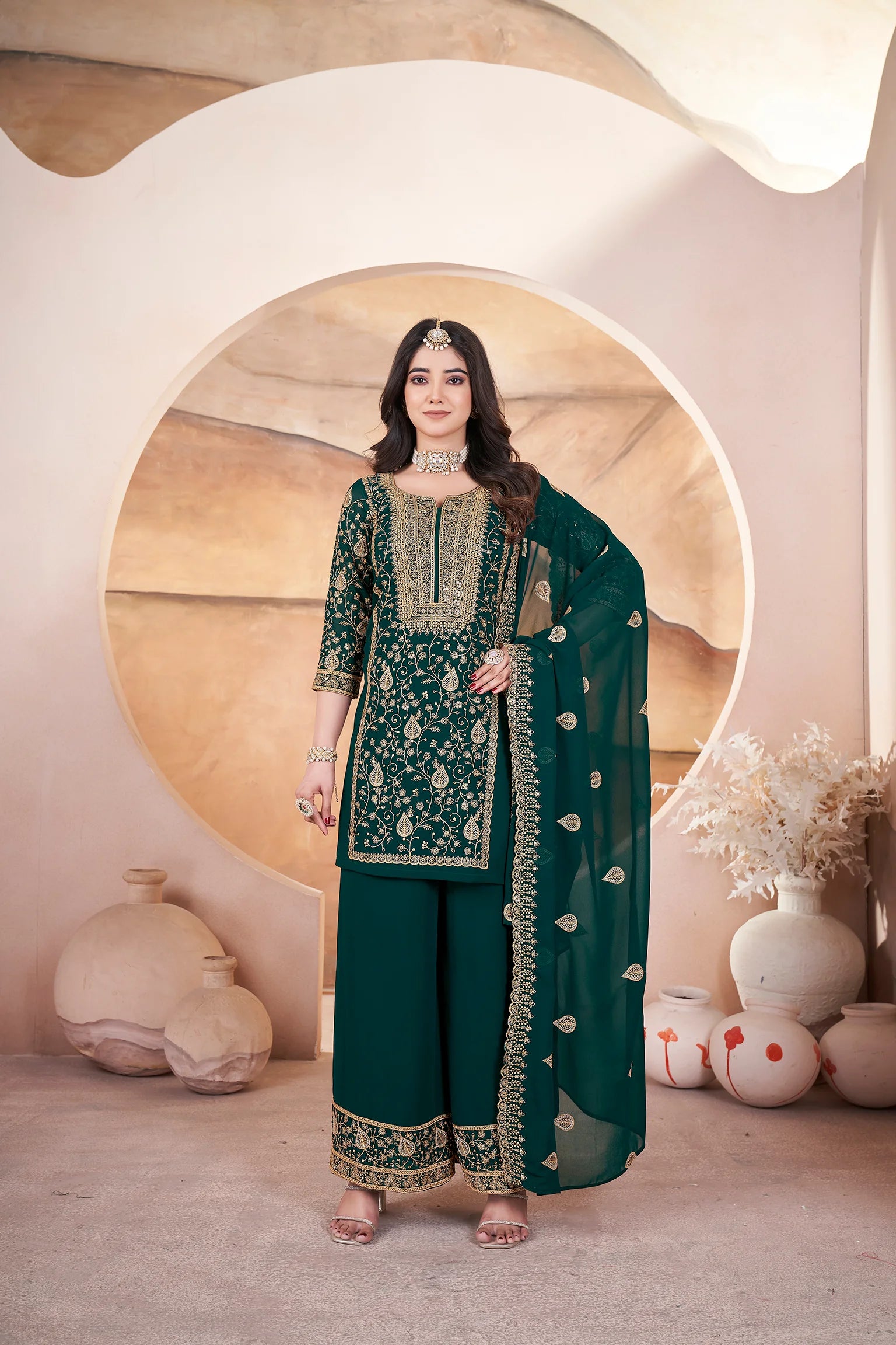 Green Georgette Suit Set