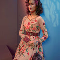 Party wear peach gown