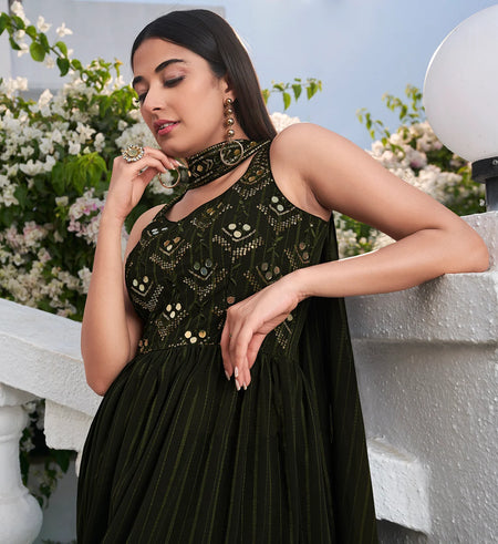 Thread Embroidered Palazzo Suit
