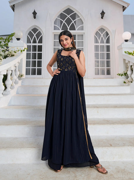 Blue georgette salwar suit